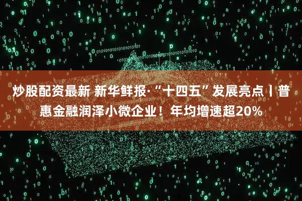 炒股配资最新 新华鲜报·“十四五”发展亮点丨普惠金融润泽小微企业!年均增速超20%
